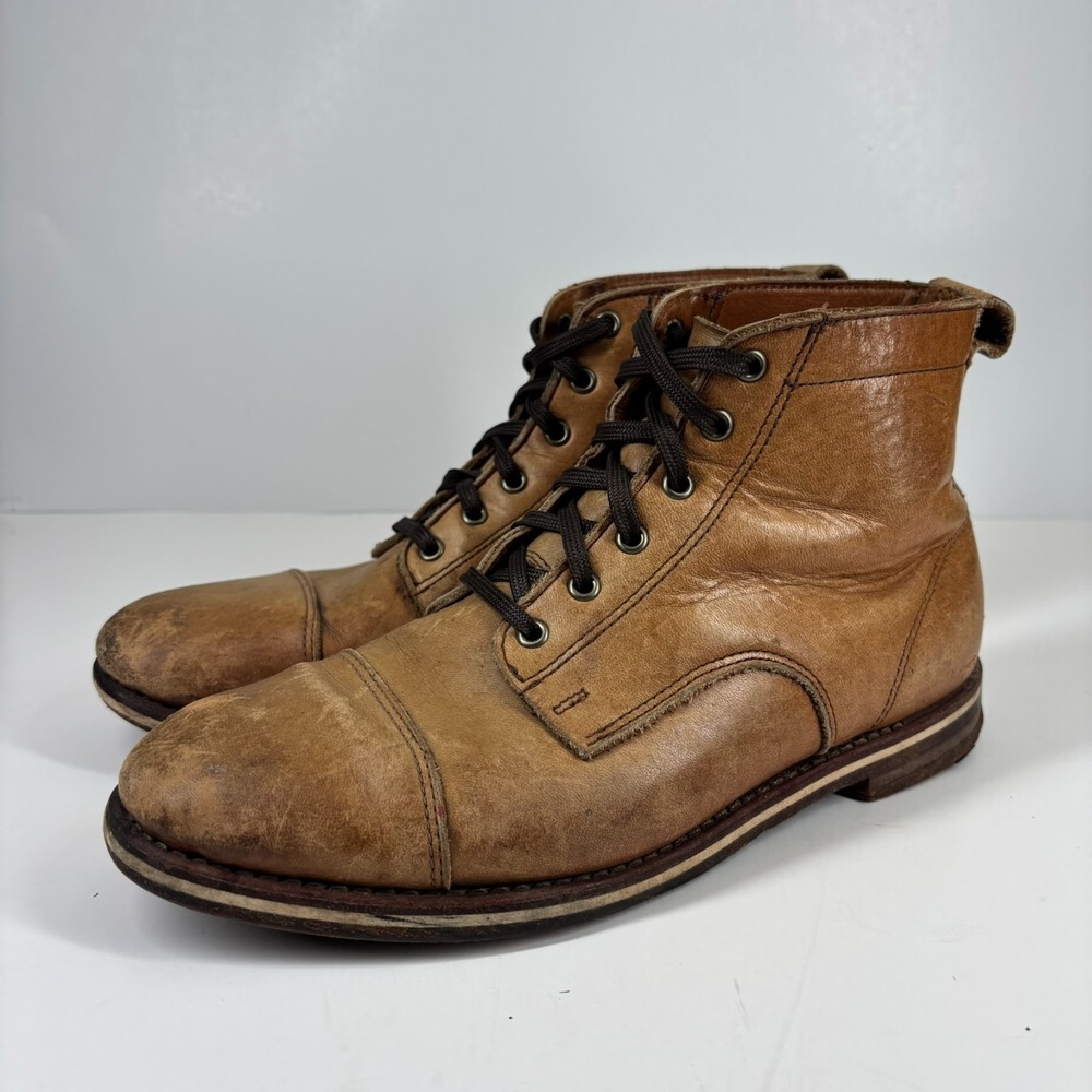 HELM Muller Men's US 9.5D Brown Leather 6" Cap-Toe Service Lace-Up Boots H0031